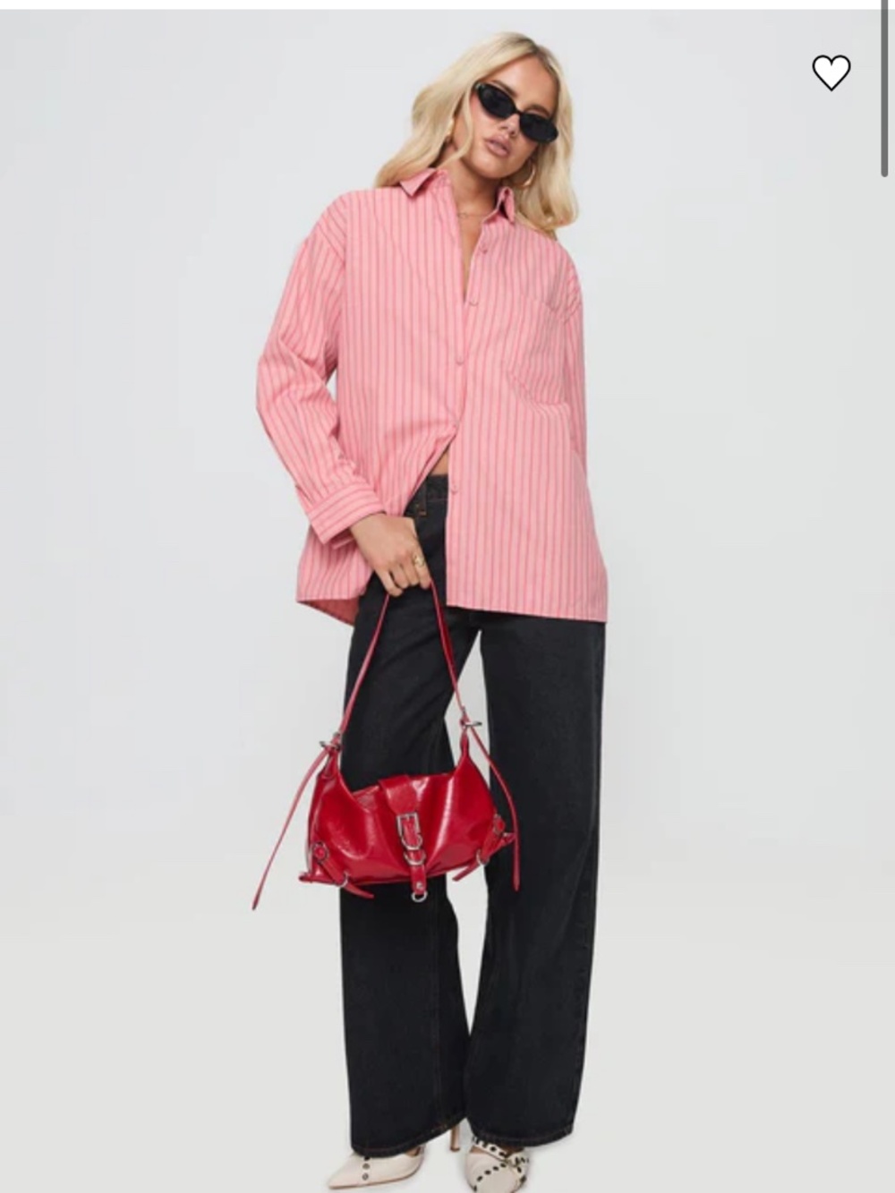 Princess Polly Cygnus Shirt Red Stripe Size 4